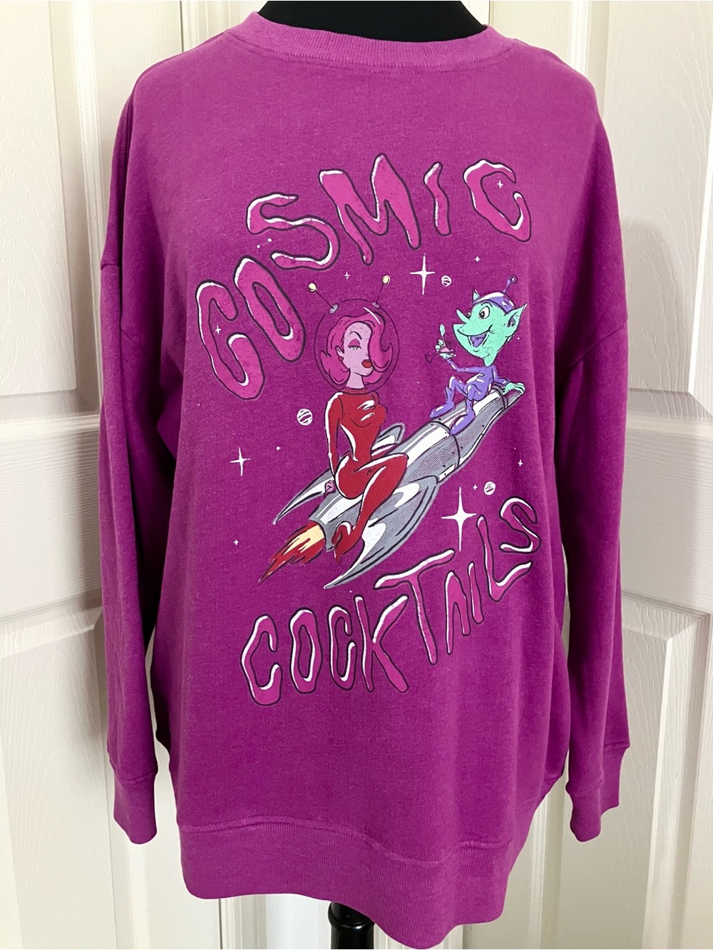 NWT Wildfox “Happy Hour” Cosmic Cocktails Roadtrip Oversized Sweatshirt Purple
